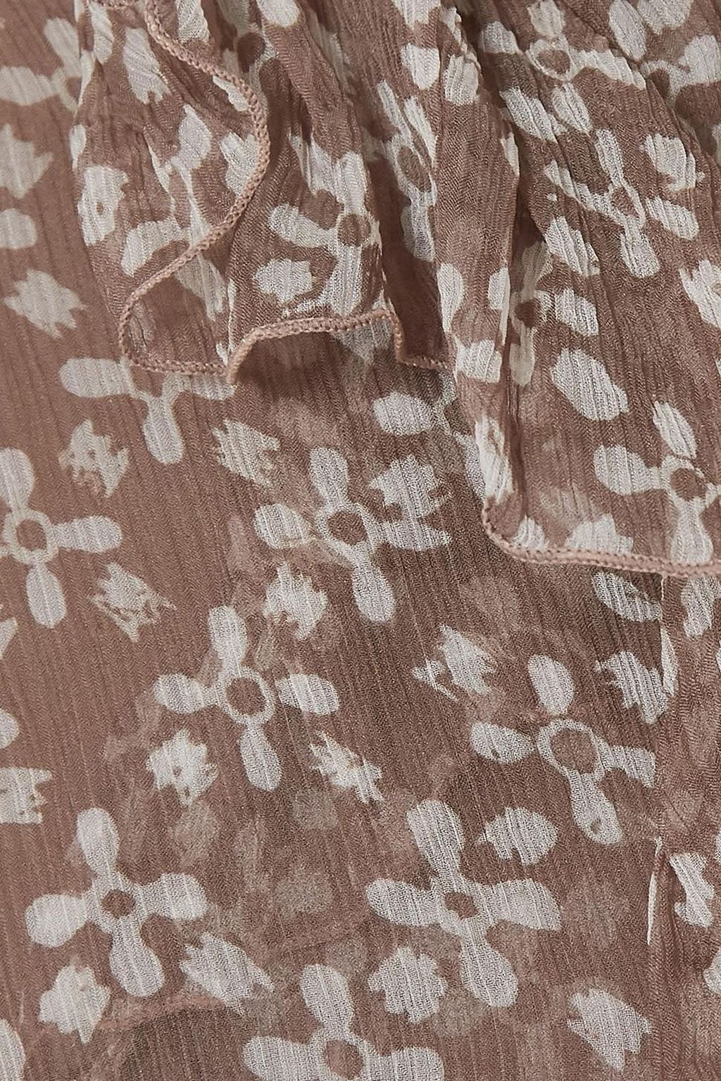 CLOE CASSANDRO シルククレポン ミニラップドレス ラッフル付き フローラルプリント