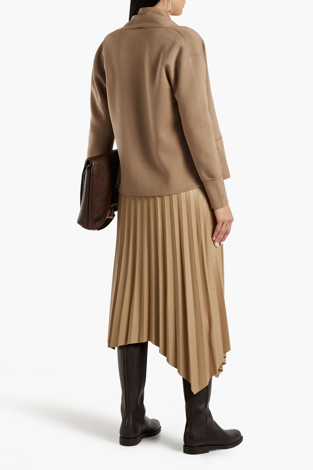 AKRIS Draped wool and mulberry silk-blend cardigan
