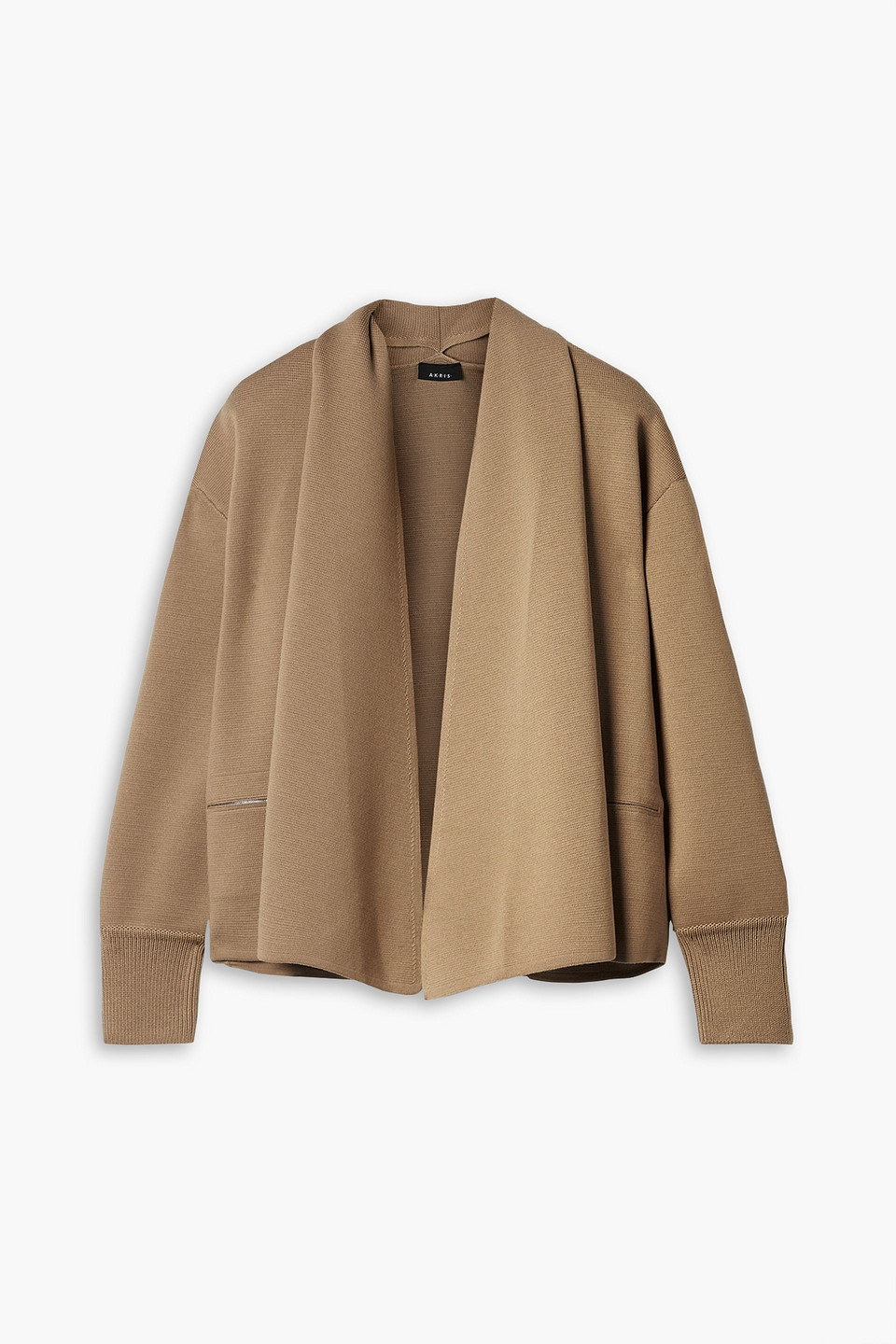 Akris Draped Wool And Mulberry Silk-blend Cardigan In Light Brown