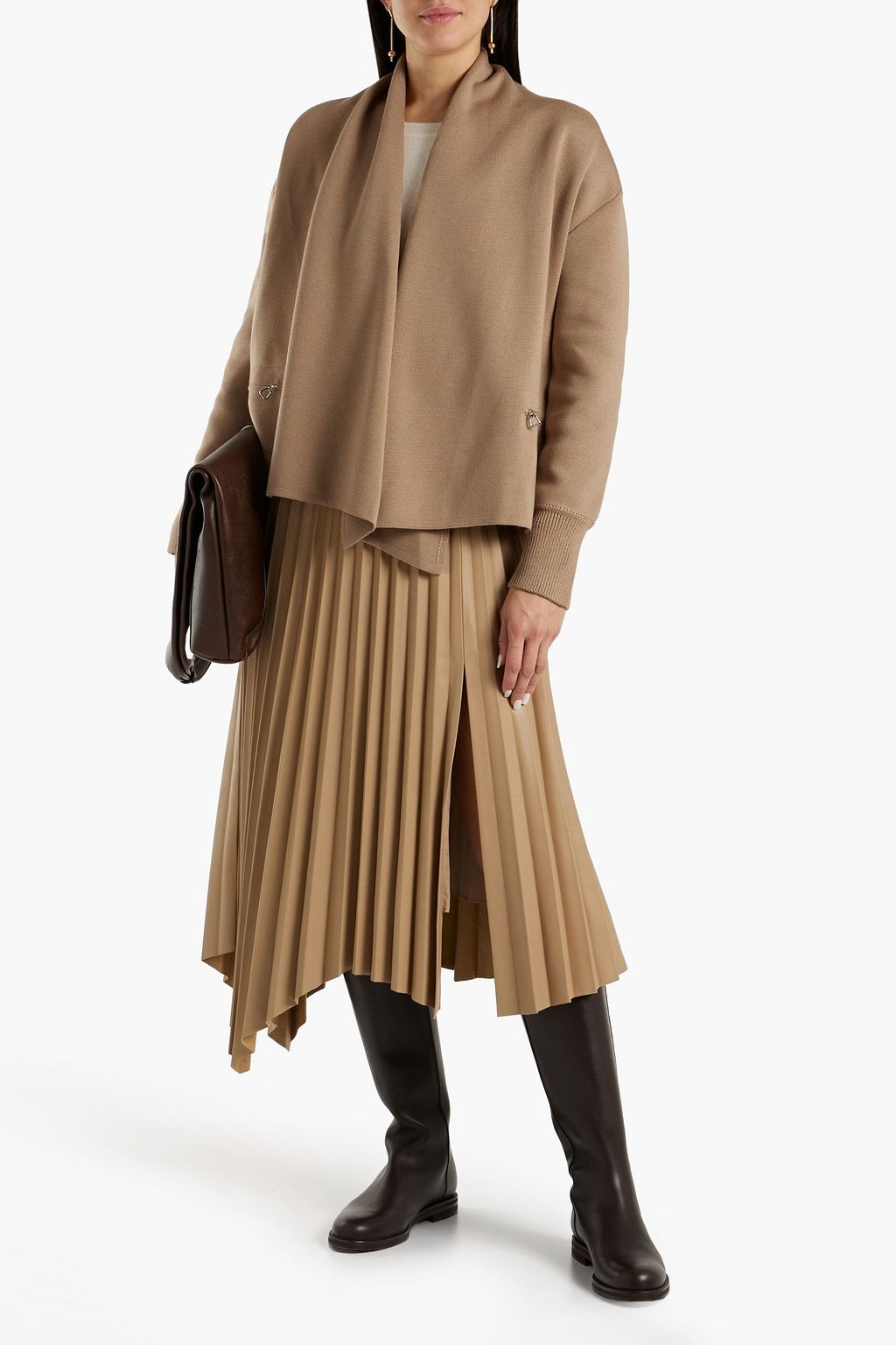AKRIS Draped wool and mulberry silk-blend cardigan
