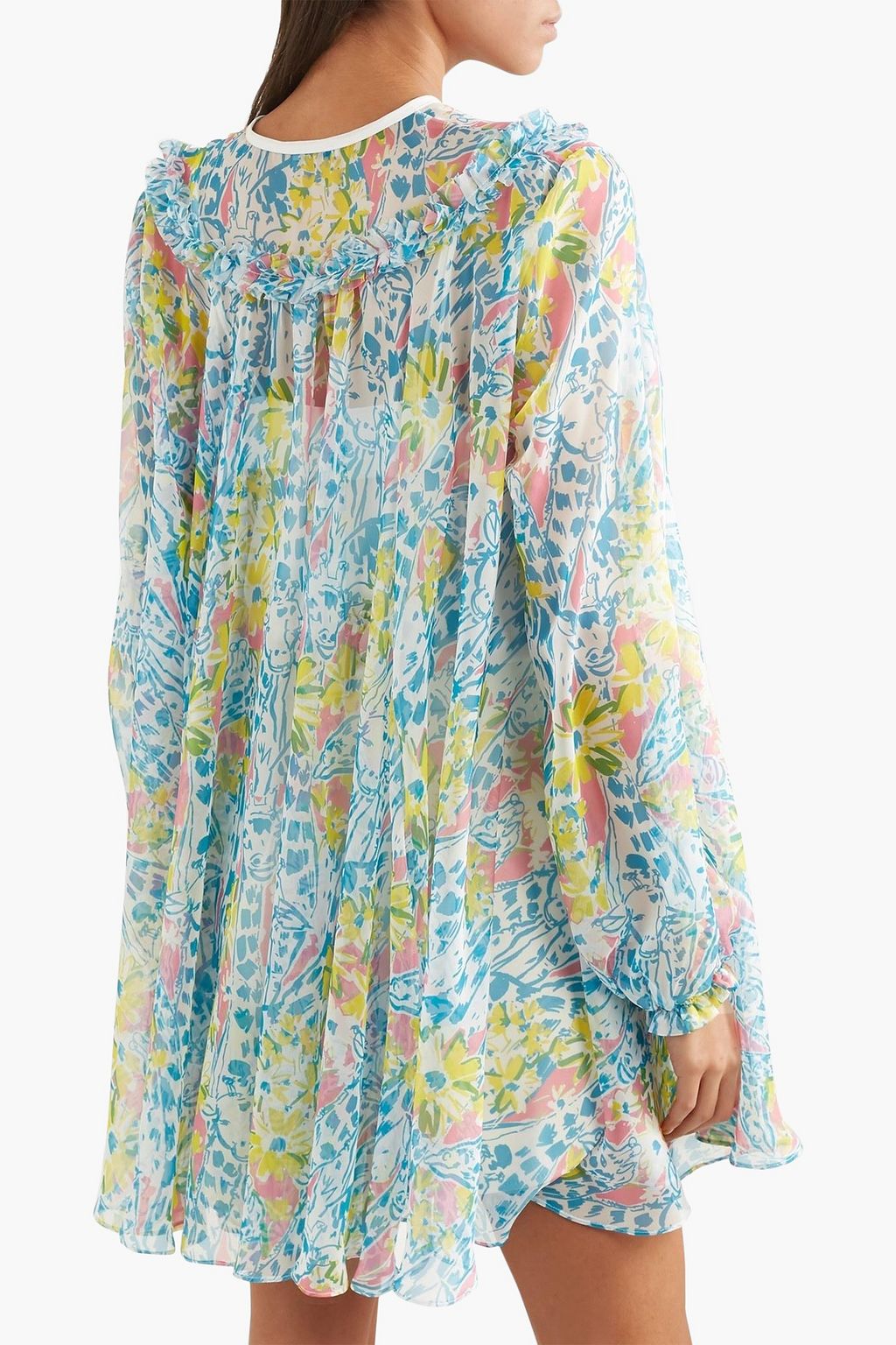 MIU MIU Cape-effect printed chiffon blouse