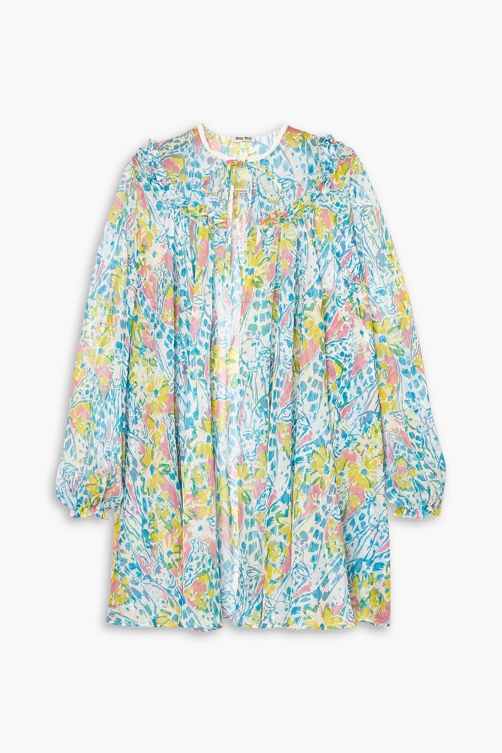 MIU MIU Cape-effect printed chiffon blouse | THE OUTNET