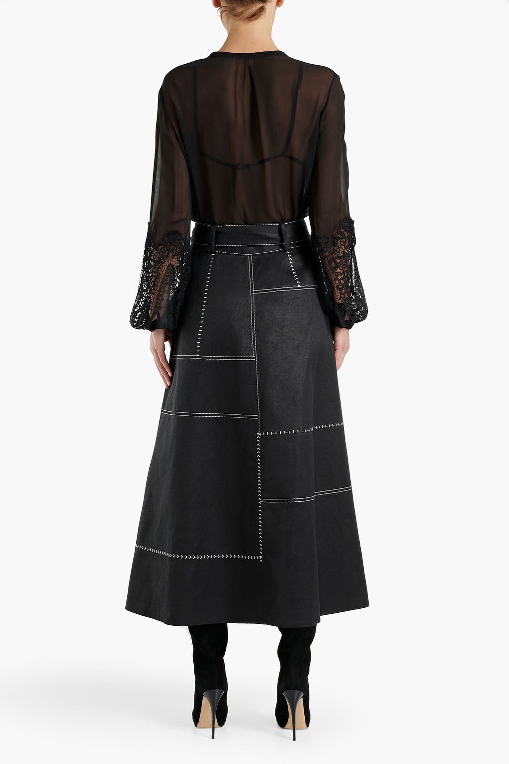 GABRIELA HEARST Nan lace-paneled silk-georgette blouse