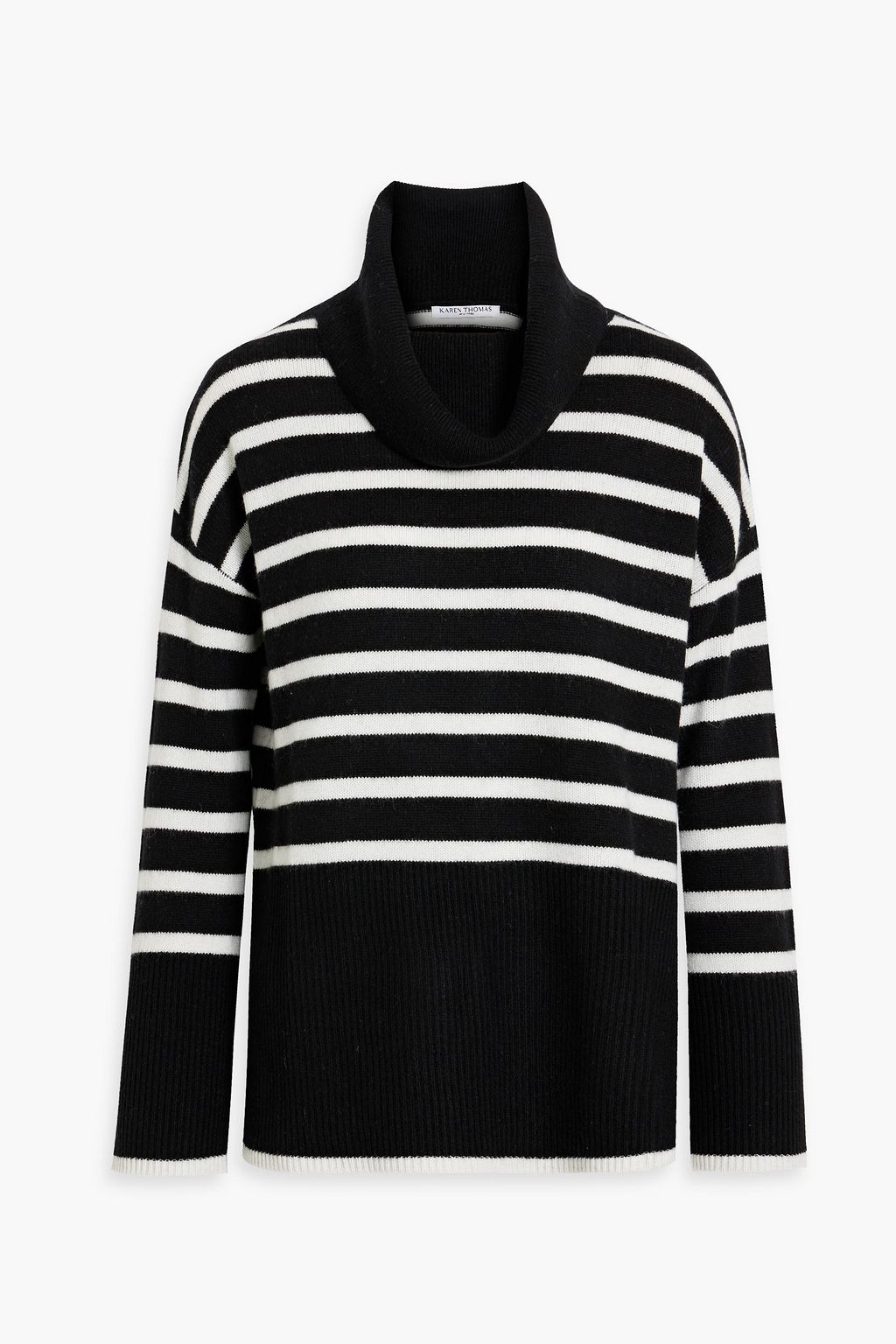 KAREN THOMAS Striped cashmere turtleneck sweater | THE OUTNET