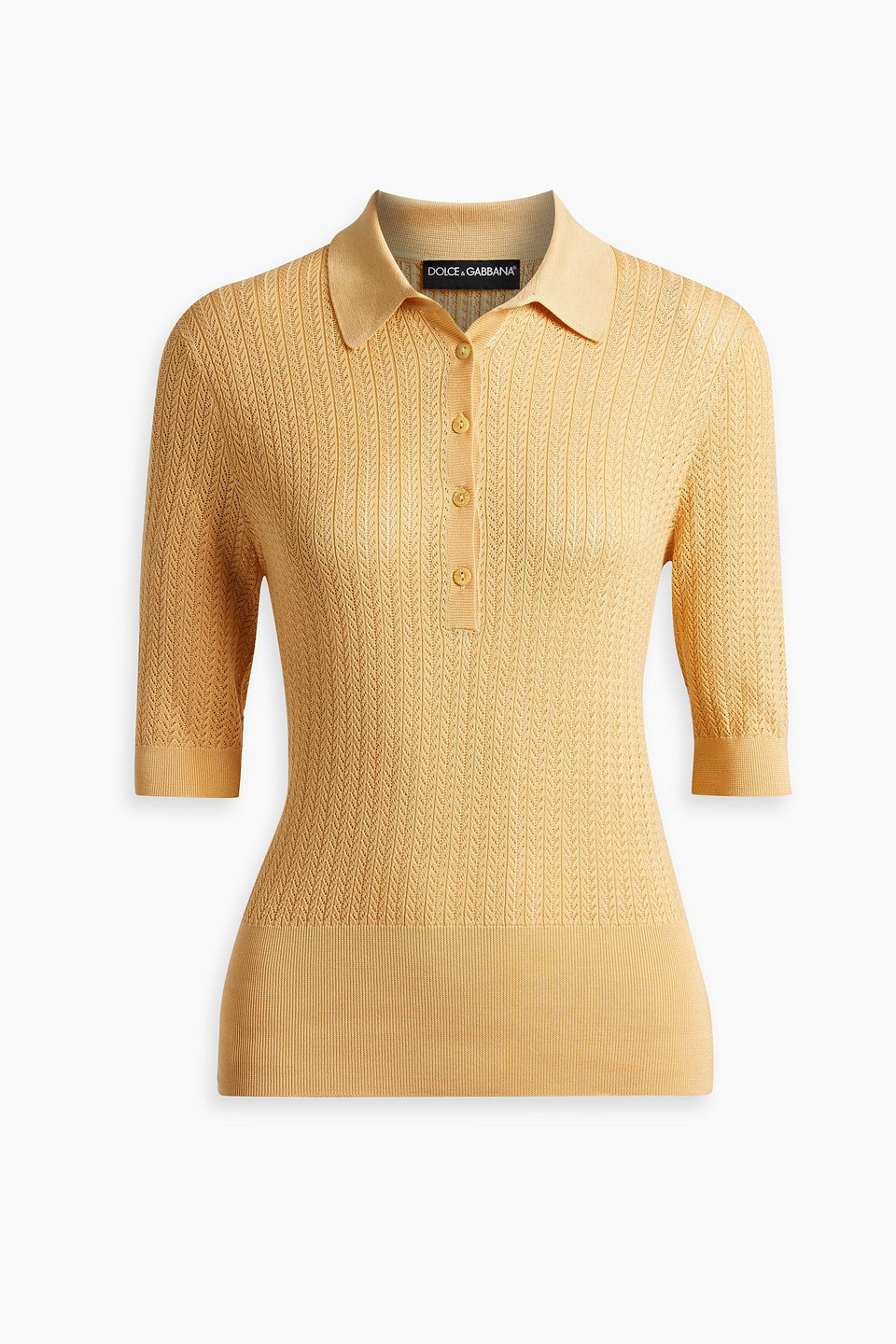 Dolce & Gabbana Crocheted Silk Top In Yellow