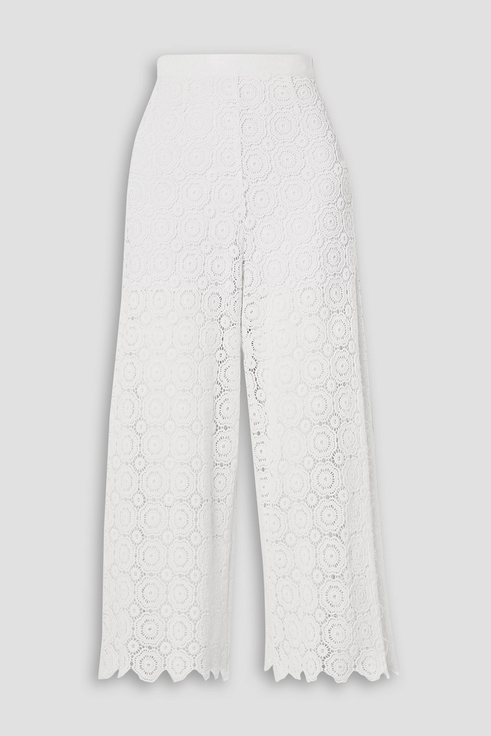 Miguelina Dana Cropped Crocheted Cotton Straight-leg Pants In White