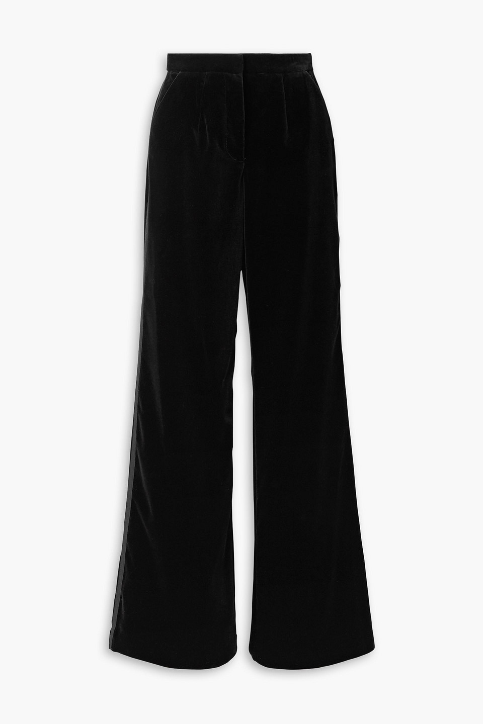 Costarellos Juleen Cotton-velvet Wide-leg Pants In Black