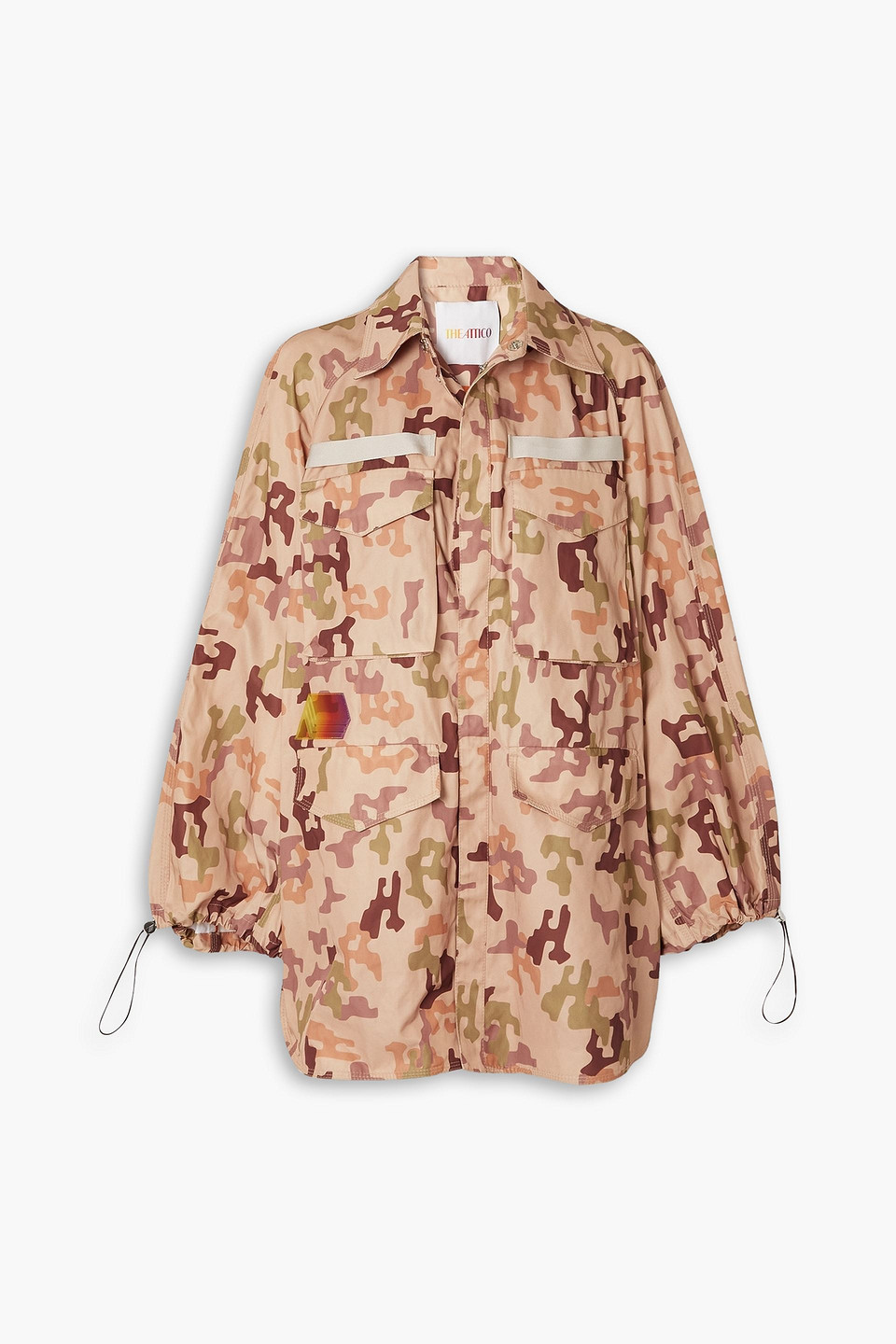 Attico Dexter Appliquéd Camouflage-print Twill Jacket In Sand