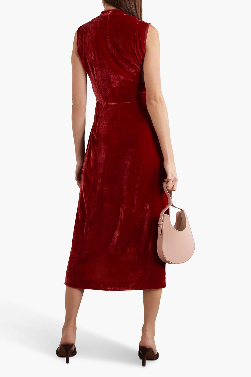USISI·SISTER Jana wrap-effect tie-detailed velvet midi dress