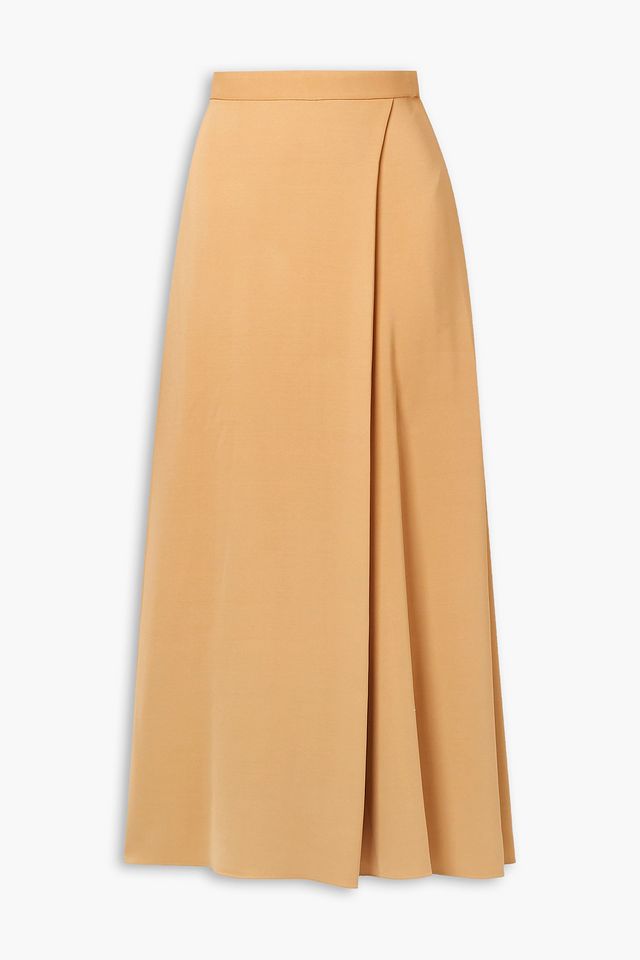 Wrap-effect crepe wide-leg pants