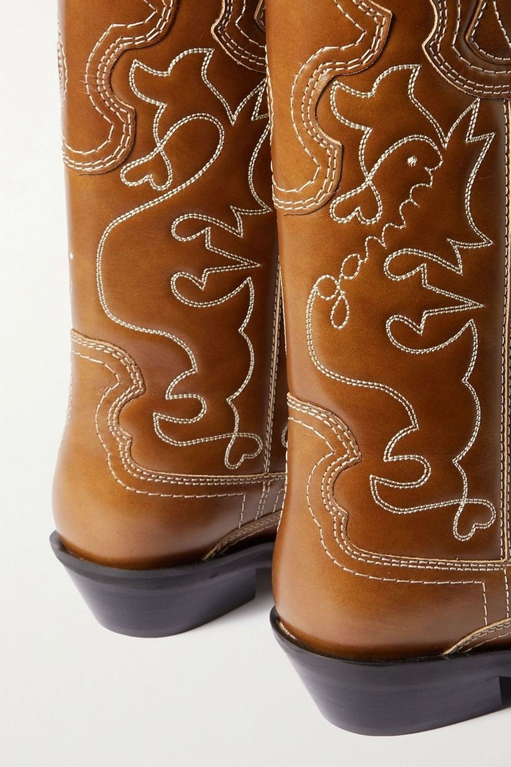 GANNI Embroidered leather cowboy boots