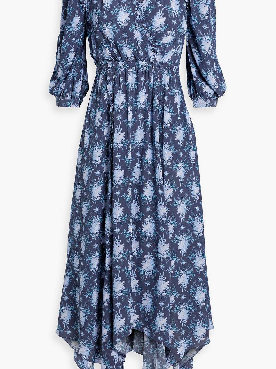 milton wrap-effect ruffled printed crepe dress