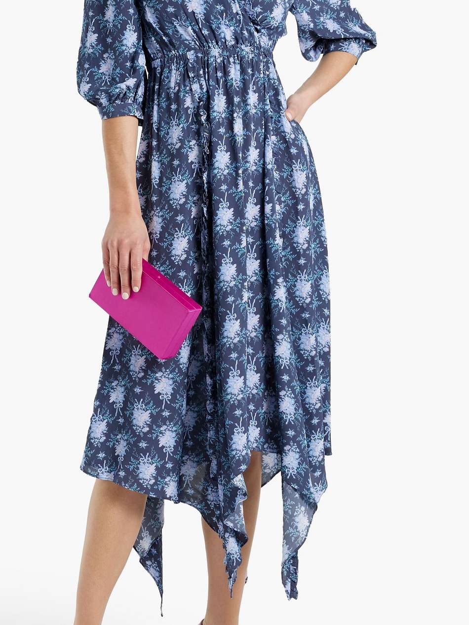 milton wrap-effect ruffled printed crepe dress