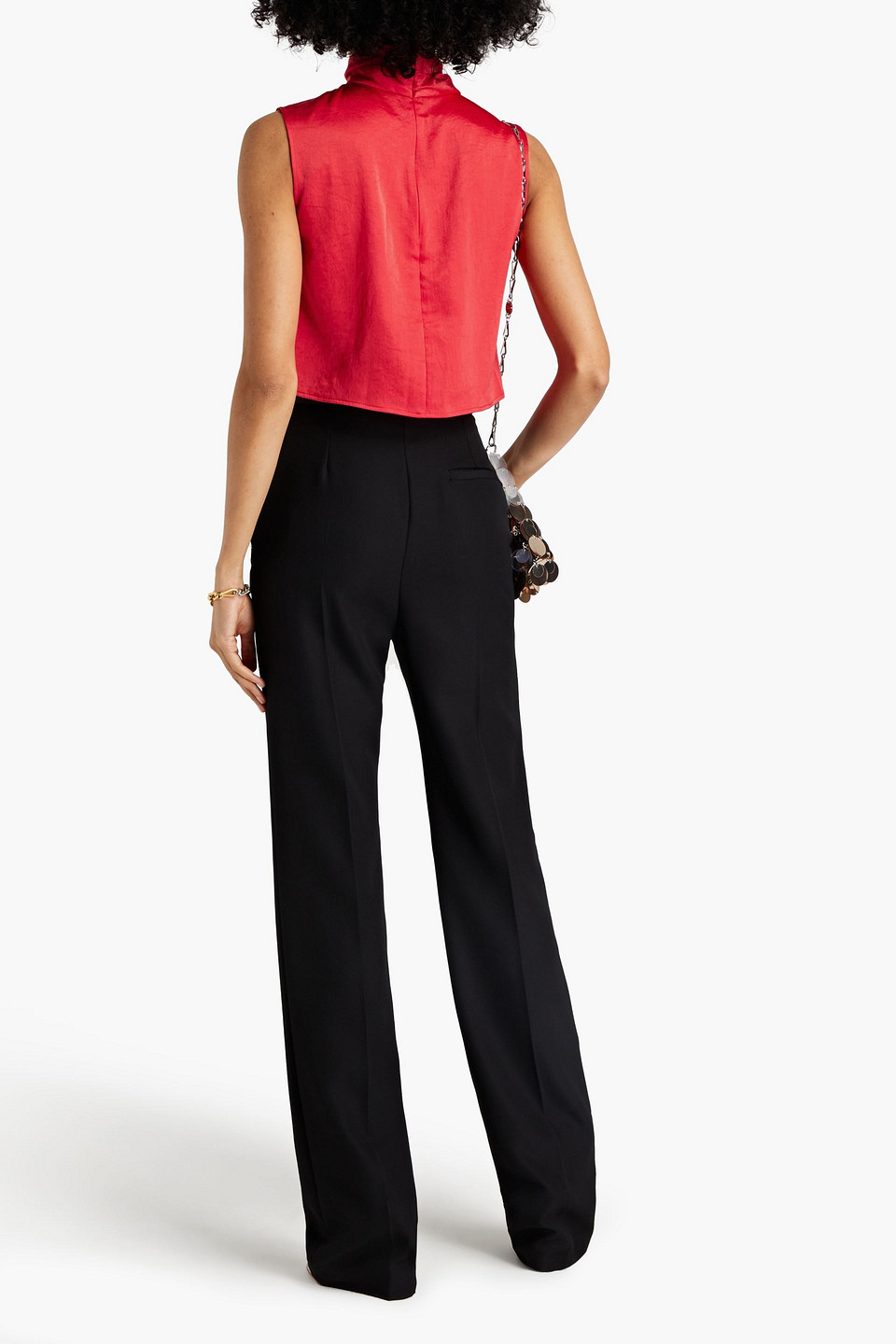  Lapointe - Cropped Crinkled-satin Turtleneck Top - Orange - Us 14 