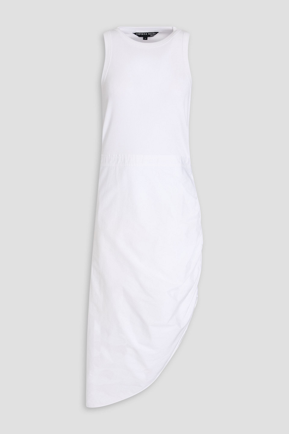 Veronica Beard Ribbed Jersey Paneled Cotton-blend Poplin Midi Dress In Ivory