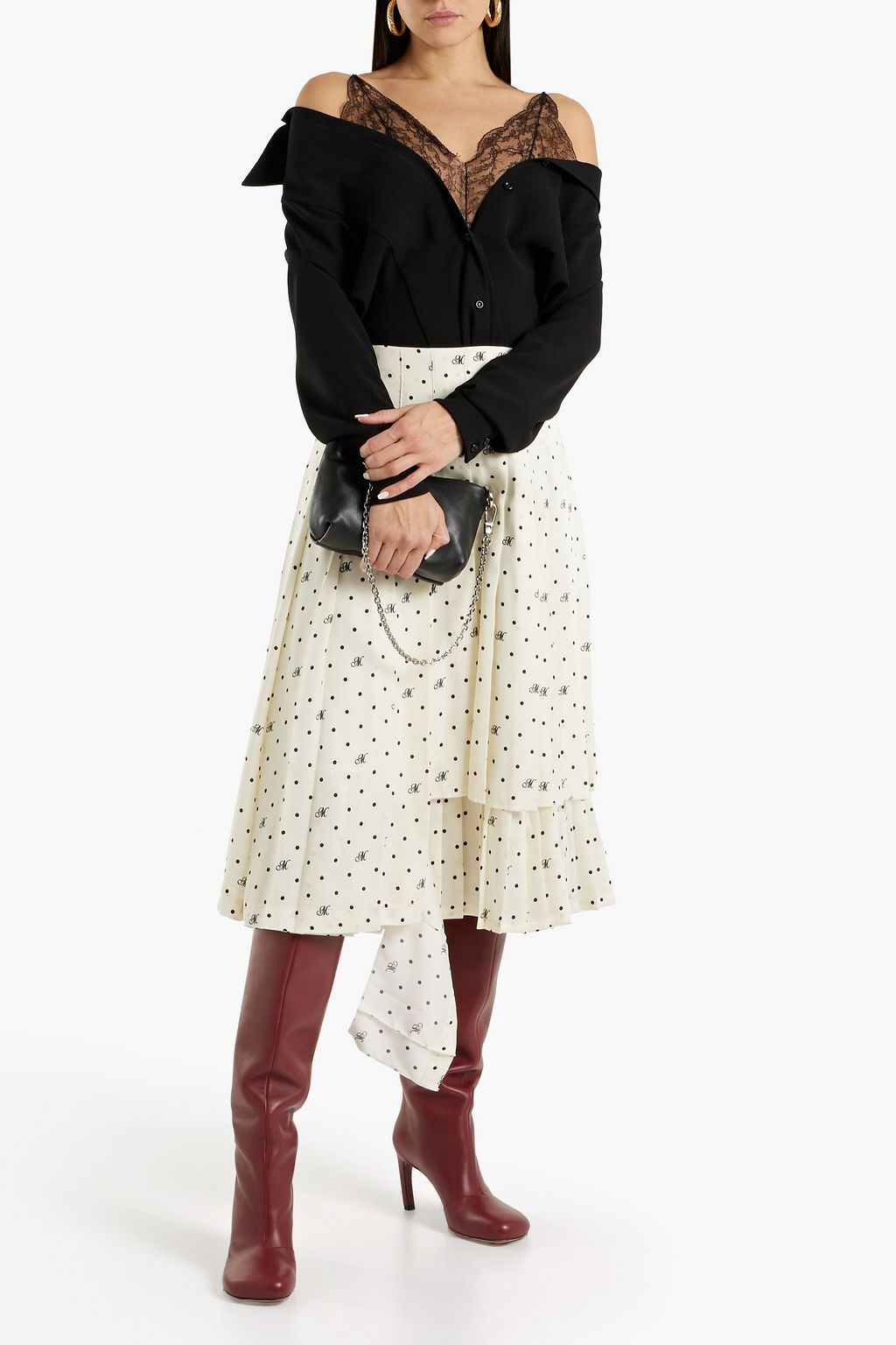 MONSE Pleated polka-dot satin-twill midi skirt | Sale up to 70% off ...