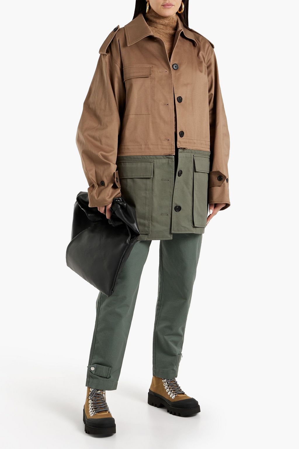 MONSE Convertible two-tone cotton-blend twill jacket