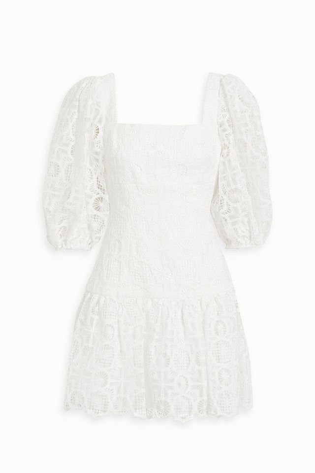 Gathered macramé mini dress