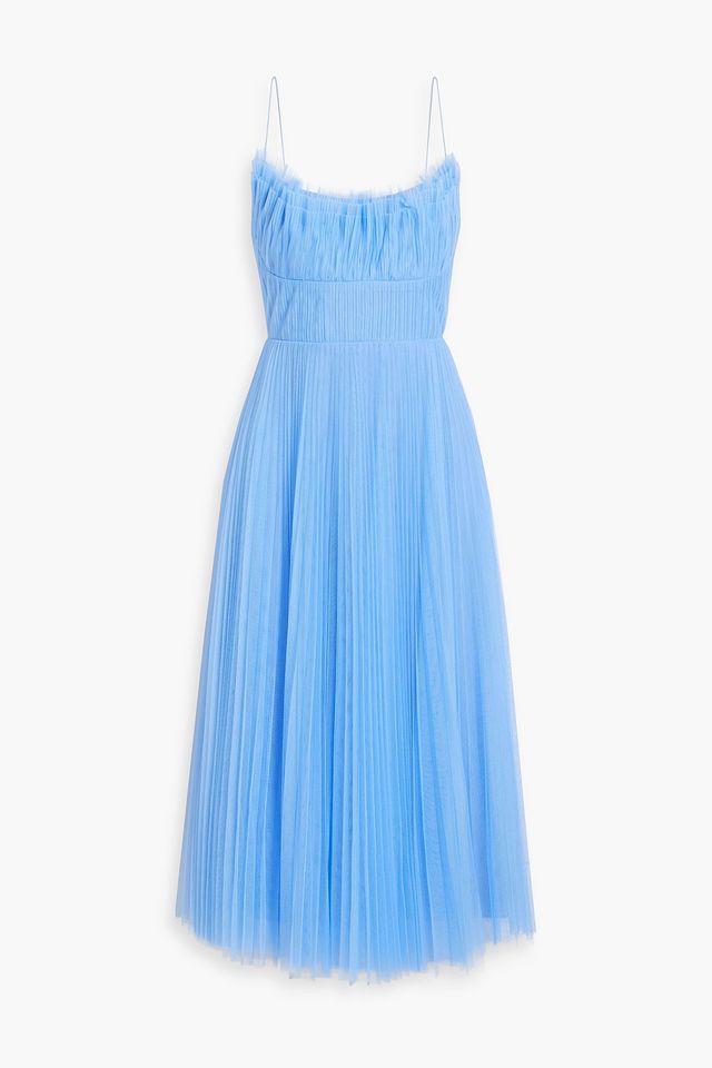 Plissé tulle midi dress