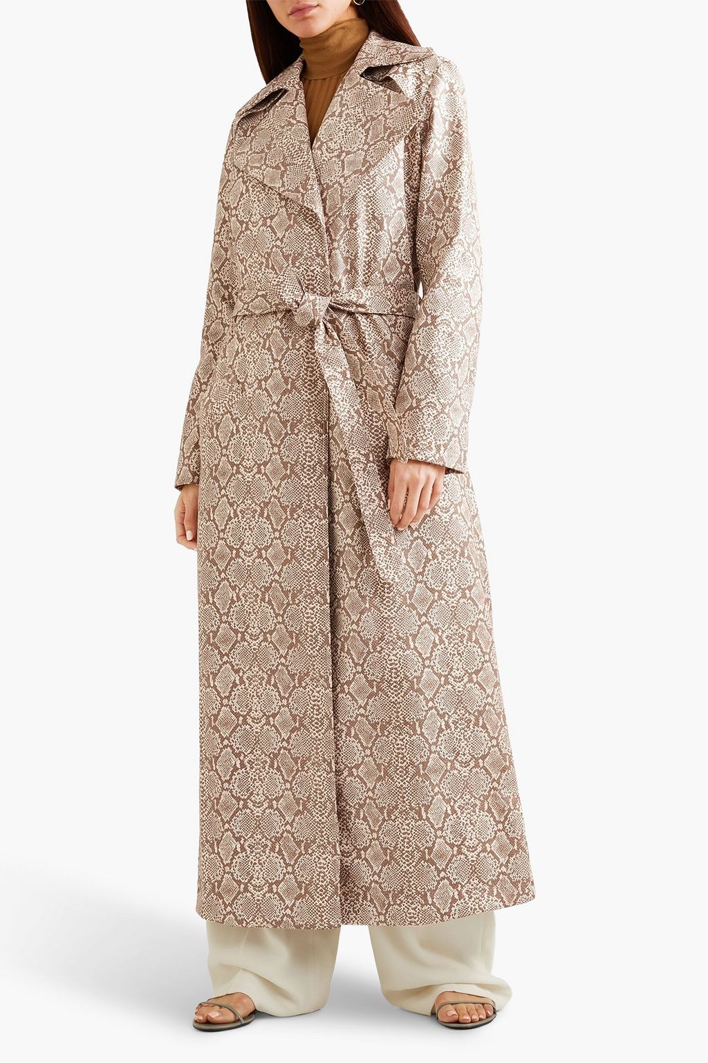 MICHAEL LO SORDO Serpentine faux snake-effect leather trench coat