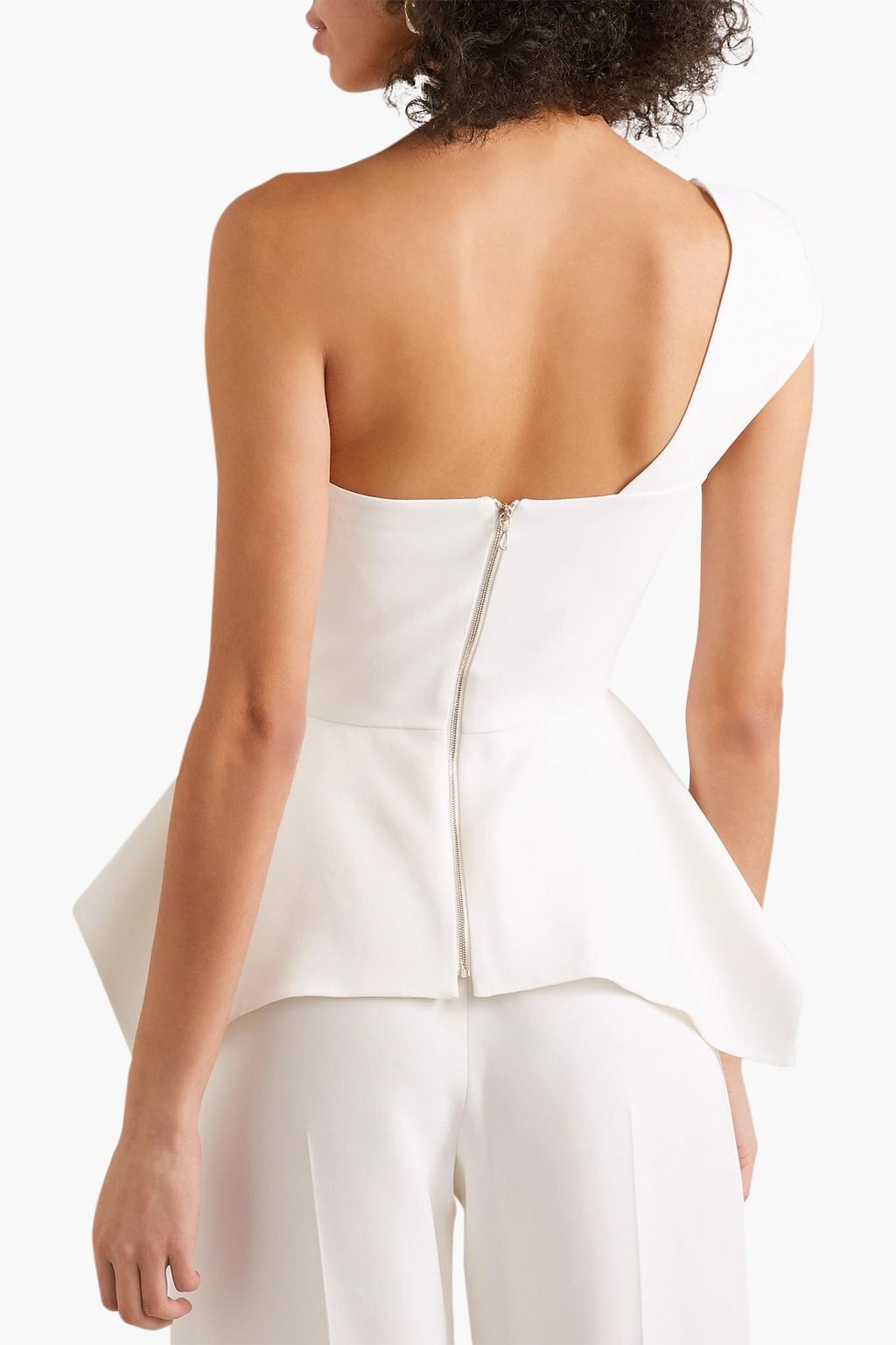 ROLAND MOURET Rodmell one-shoulder crepe peplum top