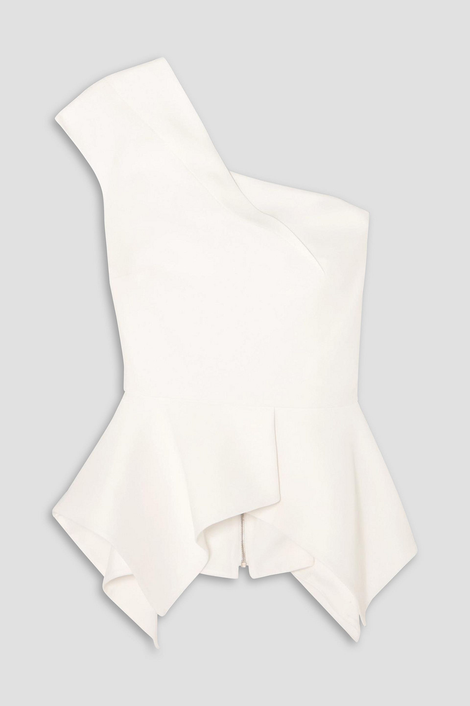 Roland Mouret Rodmell One-shoulder Crepe Peplum Top In White