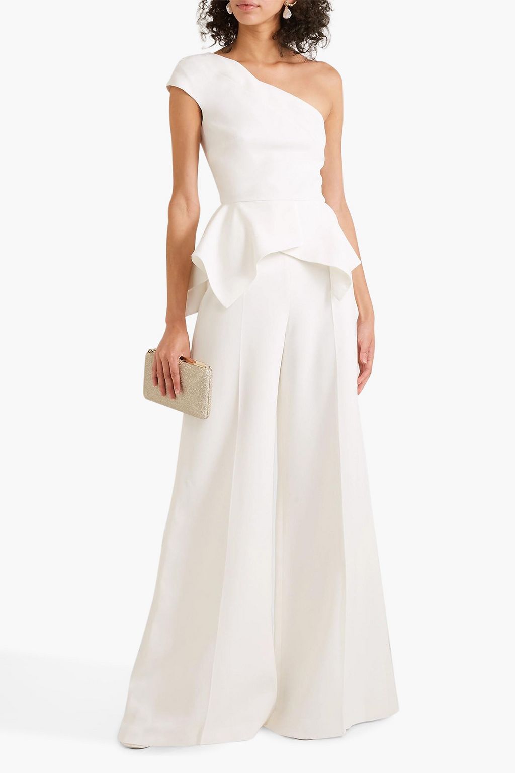 ROLAND MOURET Rodmell one-shoulder crepe peplum top