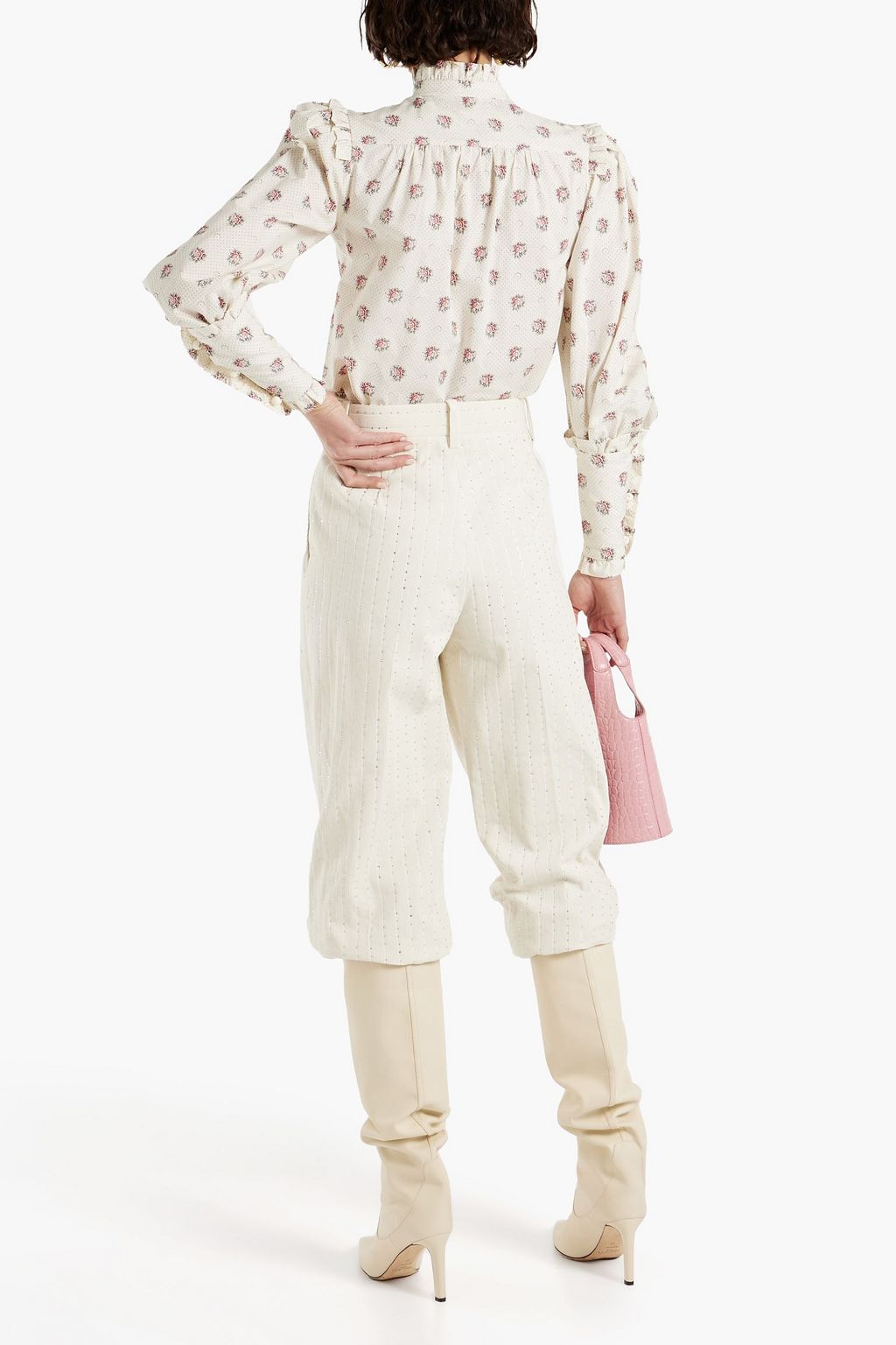 ANNA MASON Deneuve ruffled printed cotton-poplin blouse