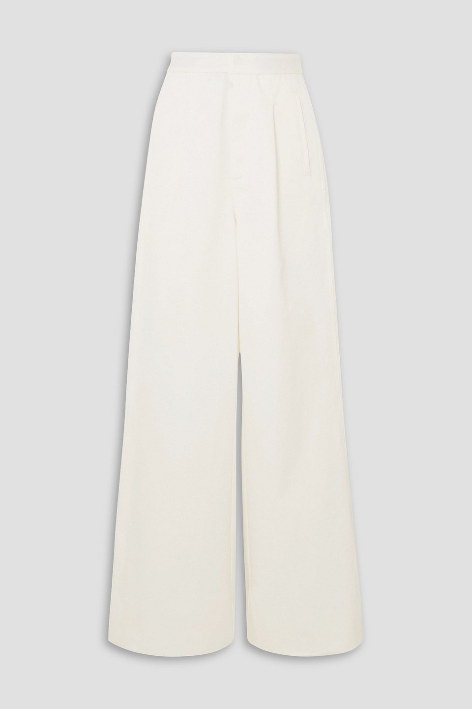 Ben Taverniti Unravel Project Pleated Cotton-twill Wide-leg Pants In Ivory