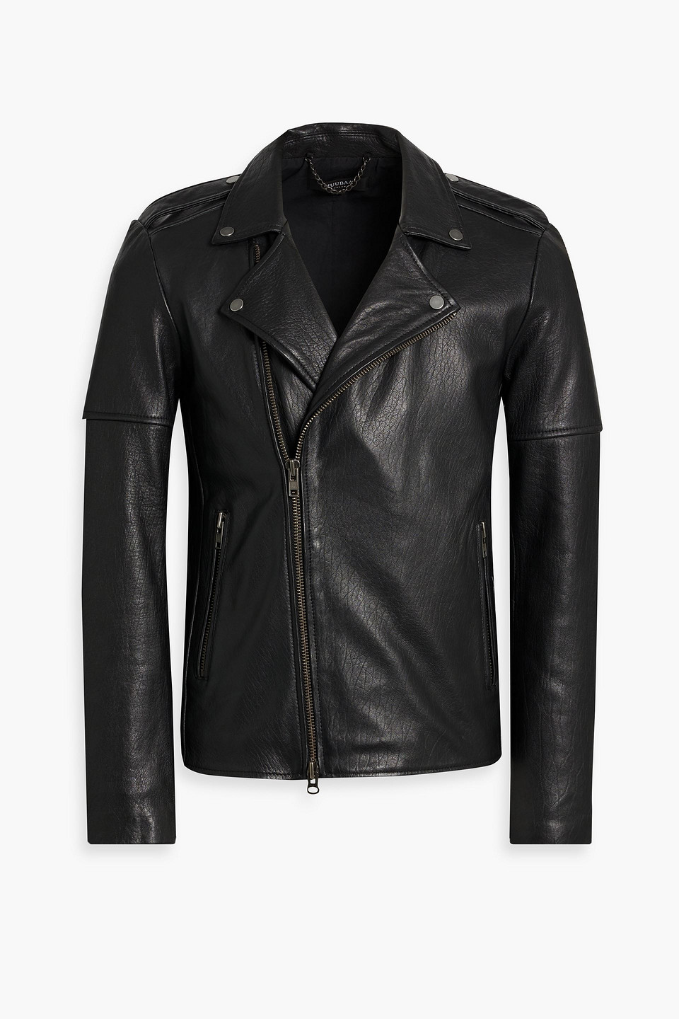 Textured-leather biker jacket