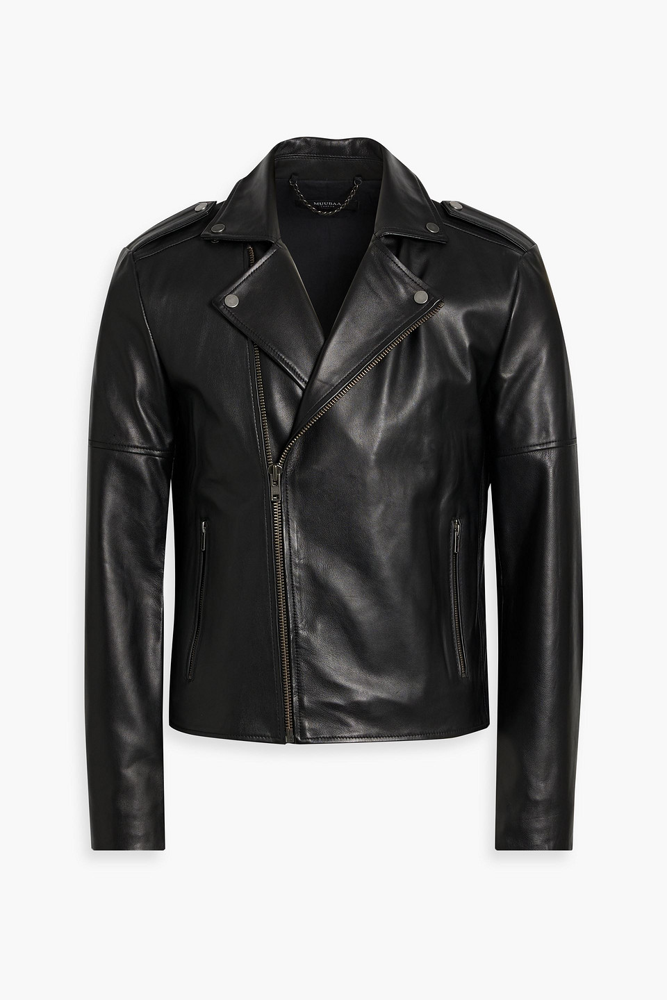 Muubaa Buckland Leather Biker Jacket In Black