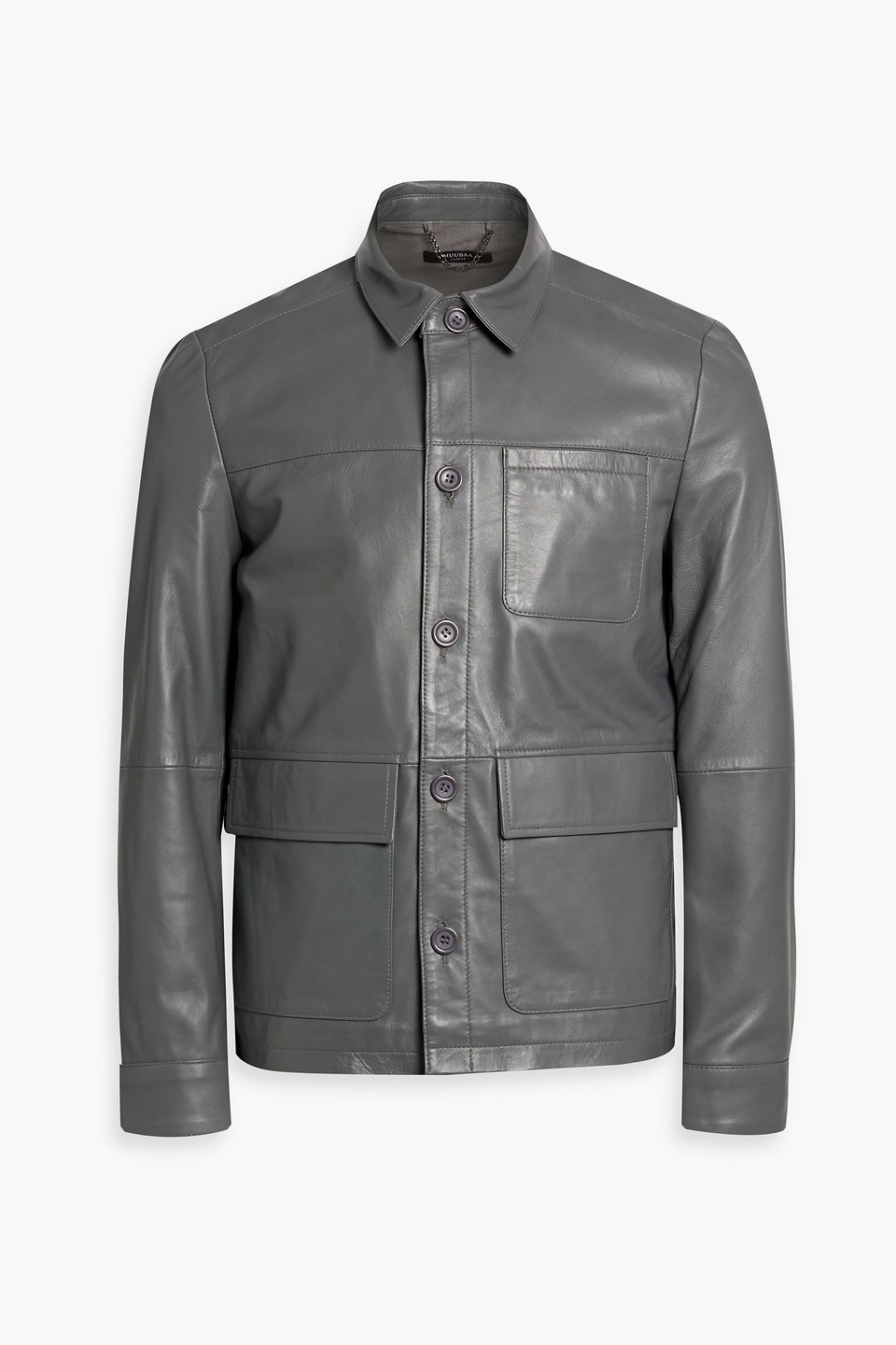 Muubaa Nelson Leather Jacket In Gray