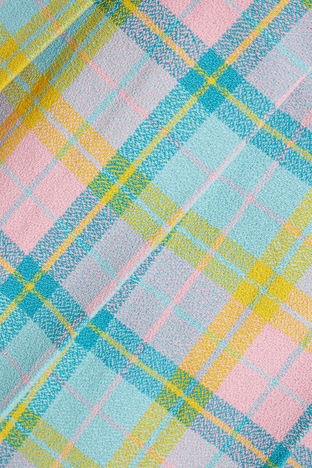 MOSCHINO Pleated checked cotton-tweed mini skirt