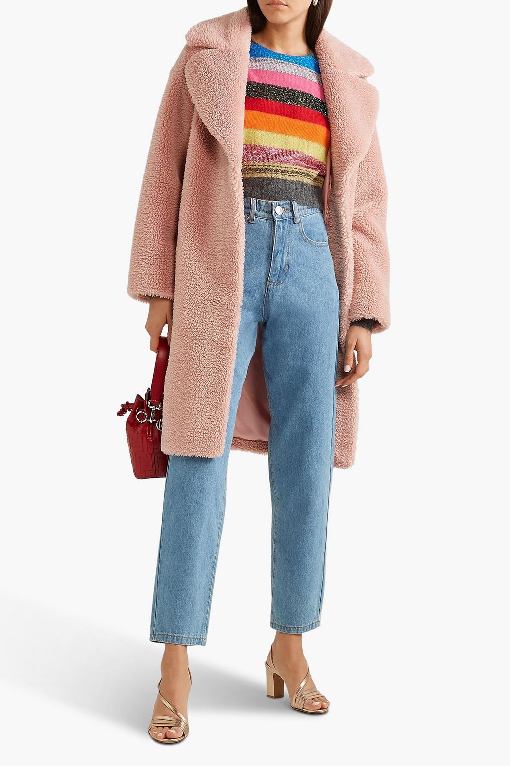 MIU MIU Cropped metallic striped knitted sweater