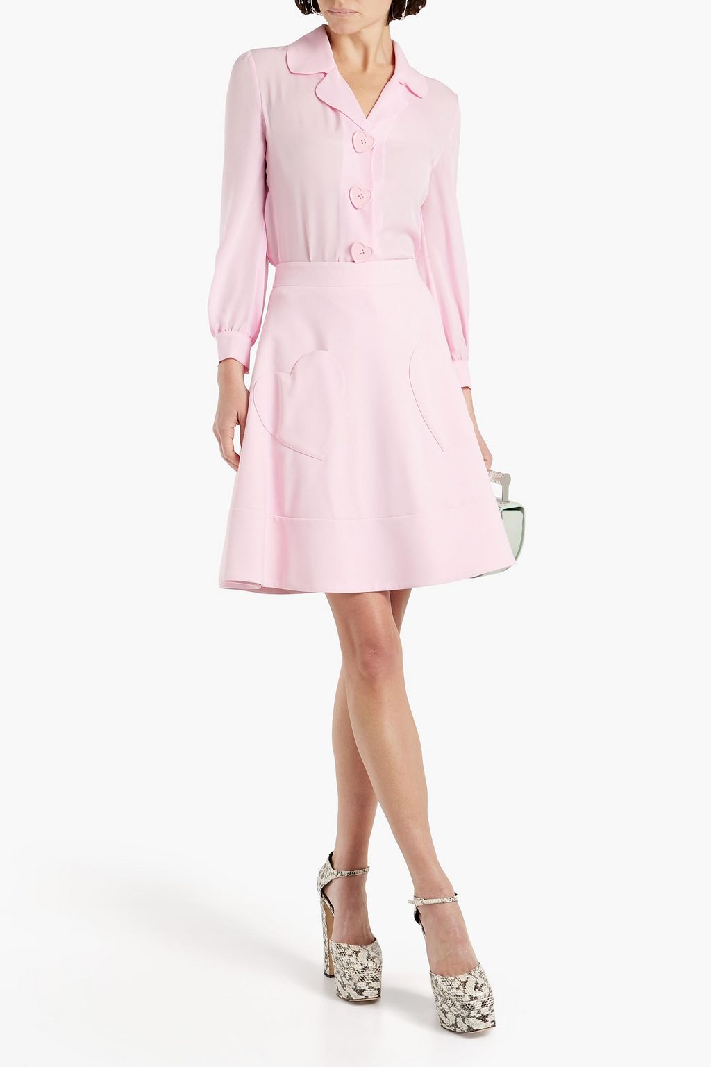 MOSCHINO Button-embellished silk-chiffon shirt