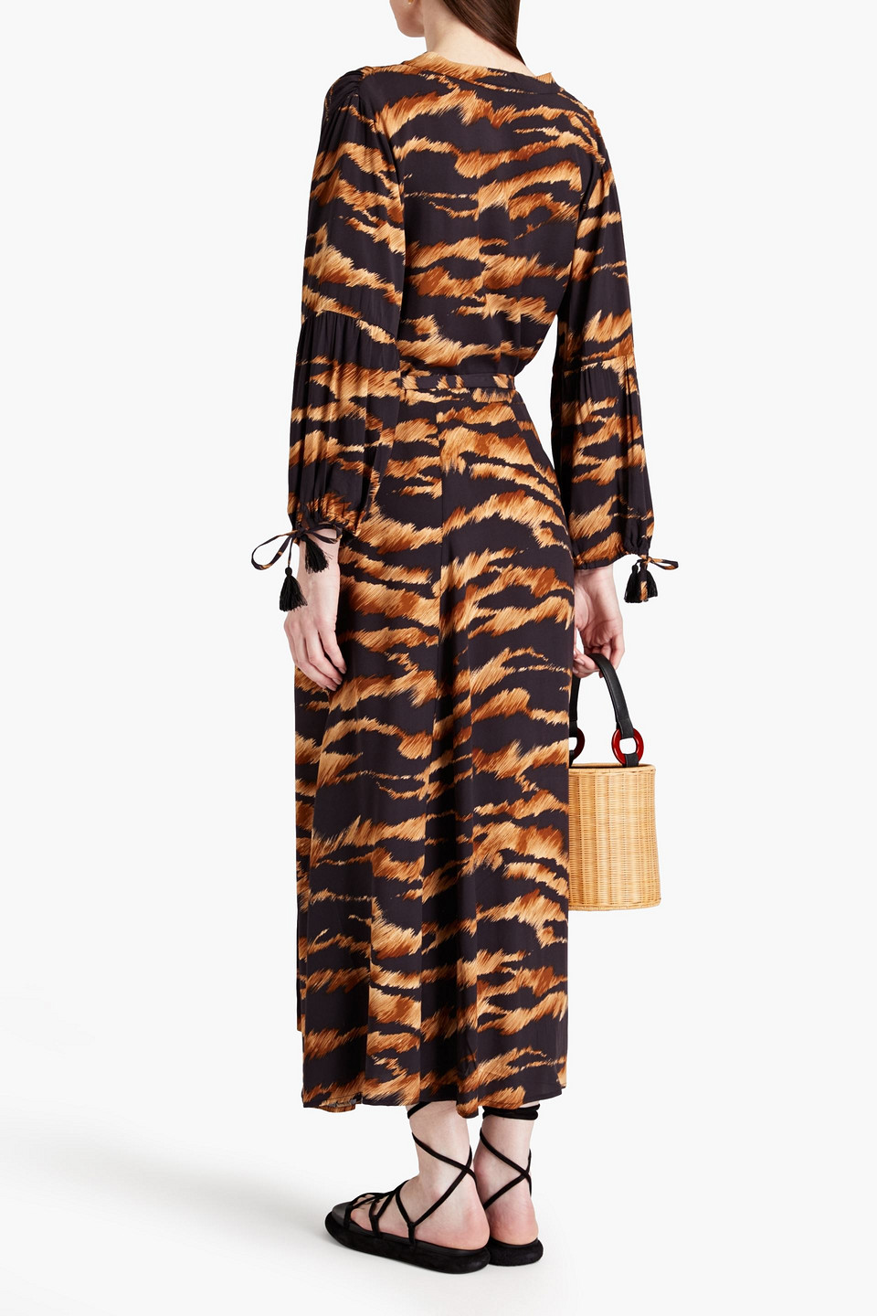 Shop Melissa Odabash Gabby Printed Voile Kaftan In Dark Brown