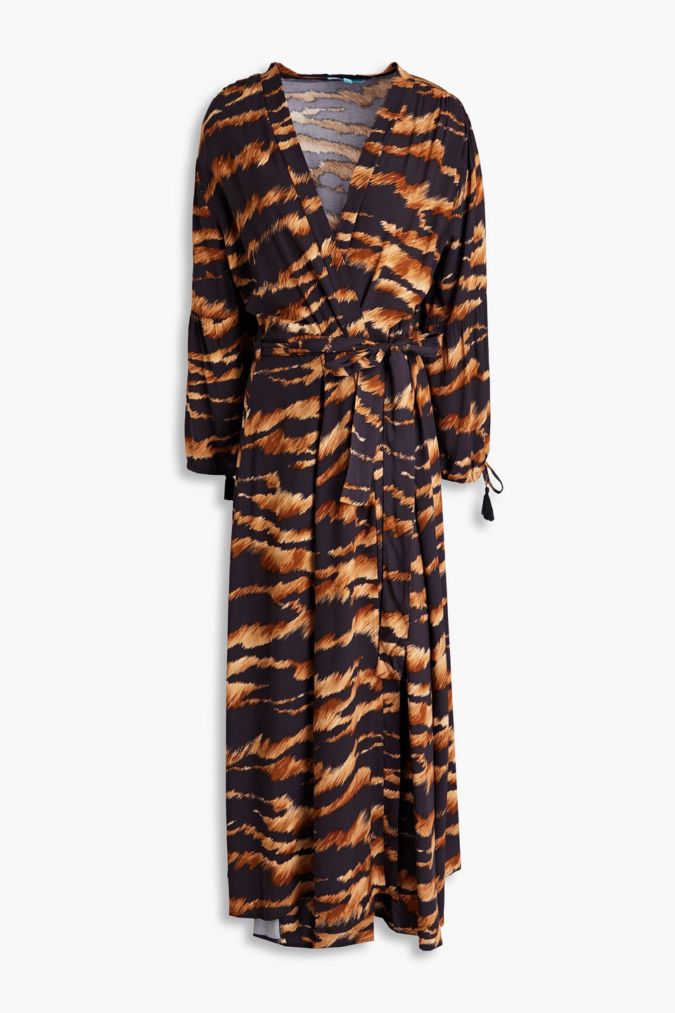 Shop Melissa Odabash Gabby Printed Voile Kaftan In Dark Brown