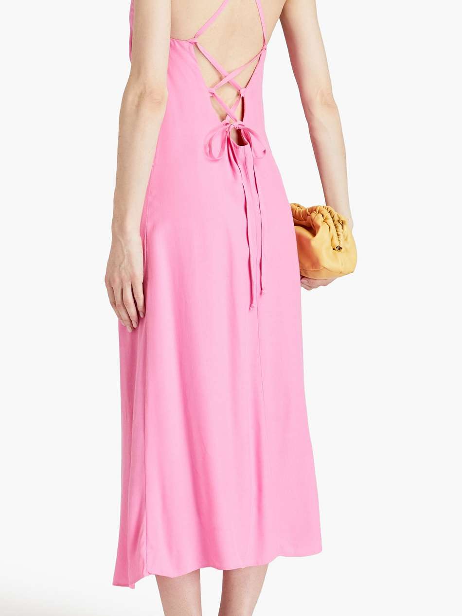 primrose lace-up crepe midi dress