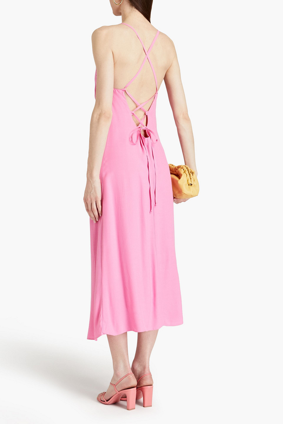 Shop Melissa Odabash Primrose Lace-up Crepe Midi Dress In Pink