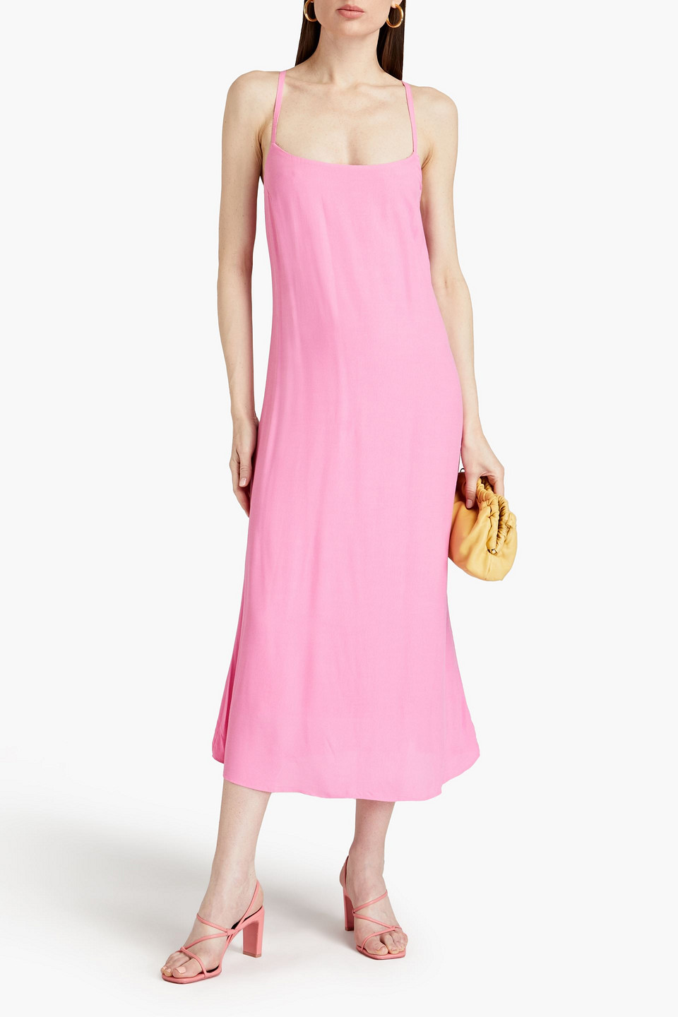 Shop Melissa Odabash Primrose Lace-up Crepe Midi Dress In Pink