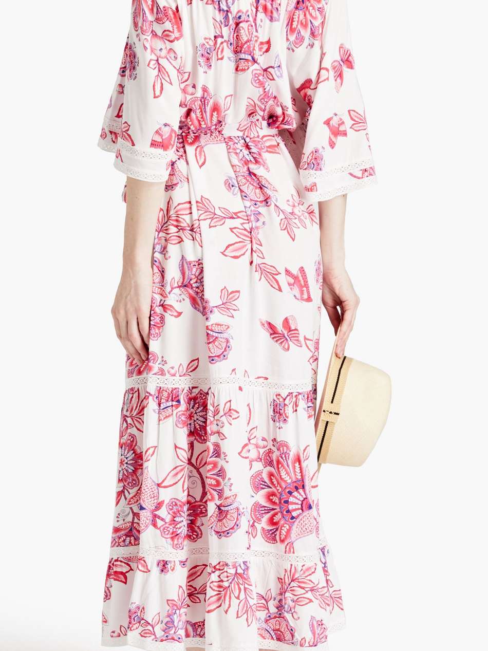 flora off-the-shoulder floral-print voile maxi dress
