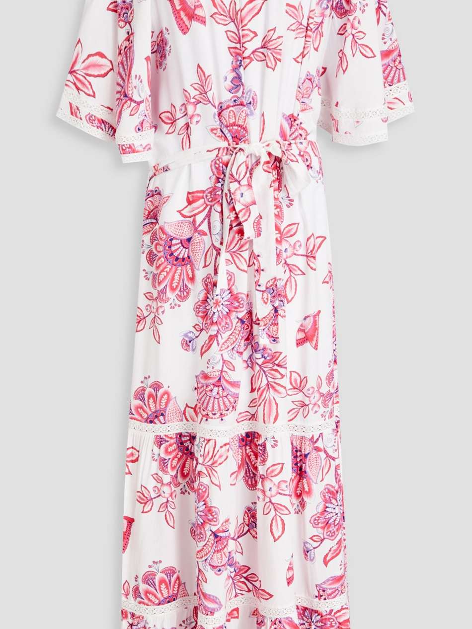 flora off-the-shoulder floral-print voile maxi dress