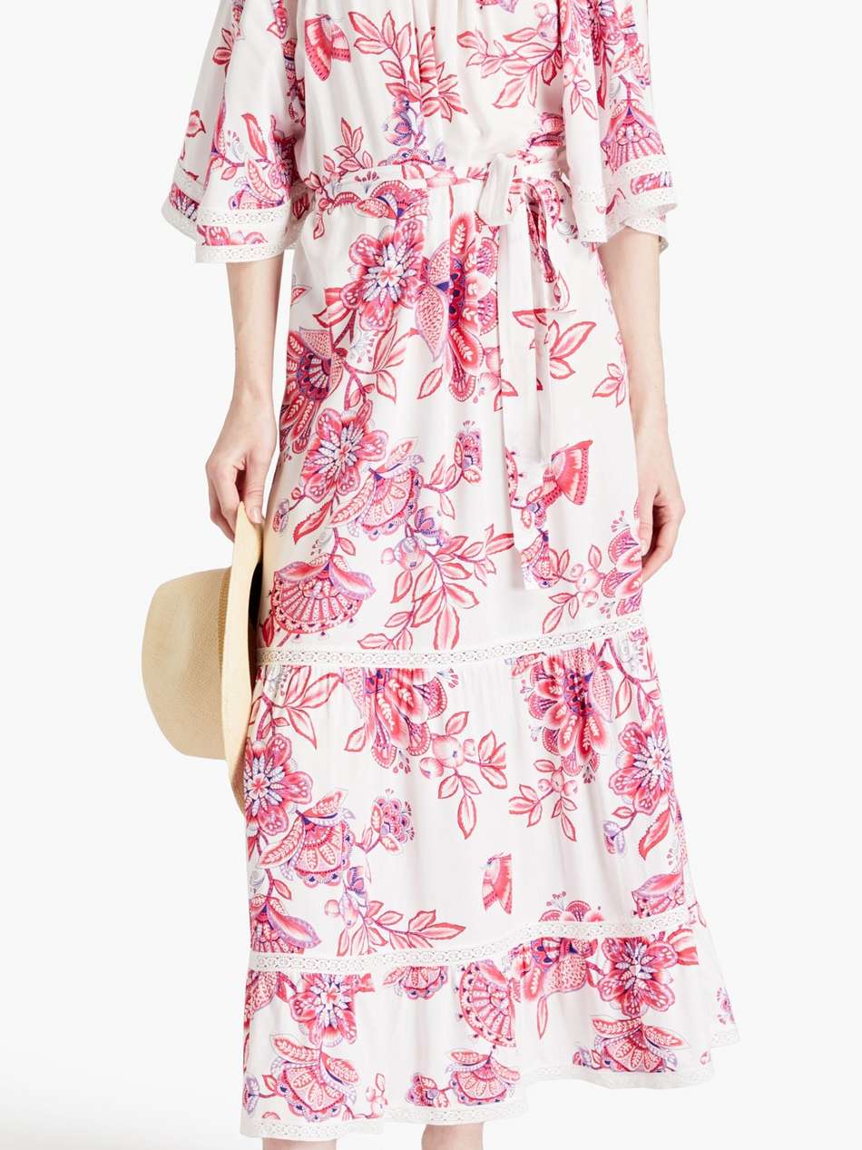 flora off-the-shoulder floral-print voile maxi dress