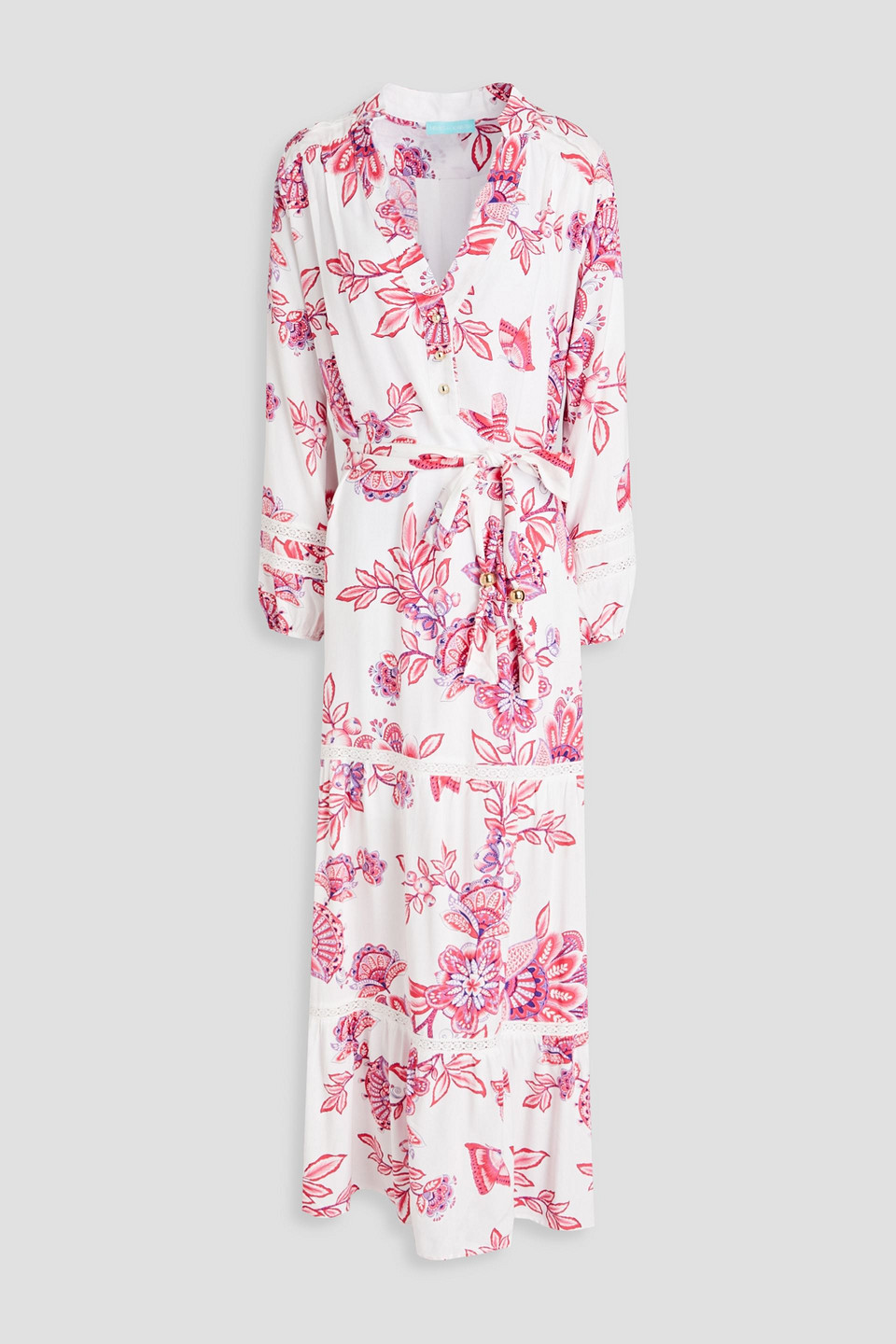 Melissa Odabash Wisteria Floral Wrap Midi Dress In White