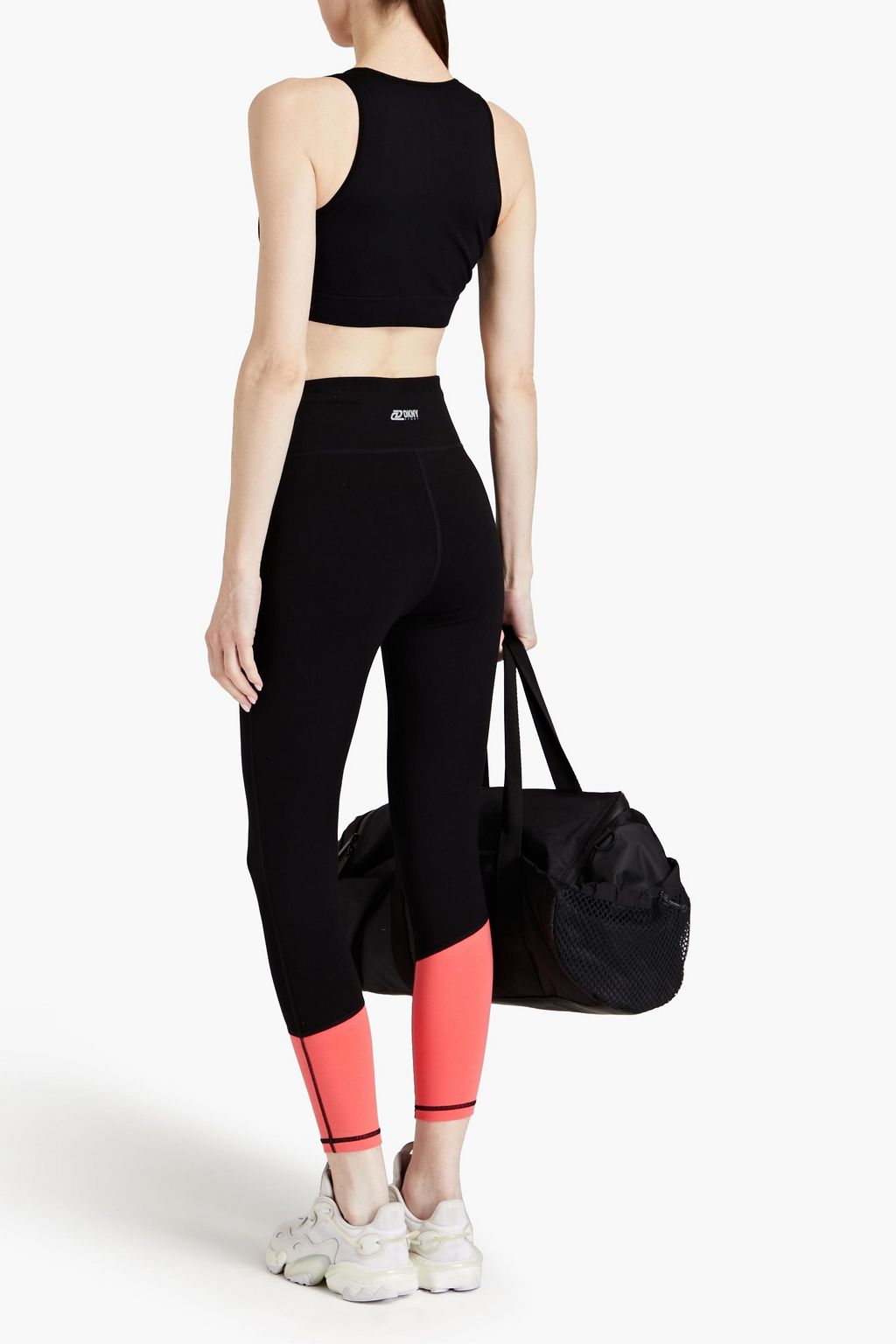 DKNY ストレッチコットンジャージー レギンス バイカラー プリント入り