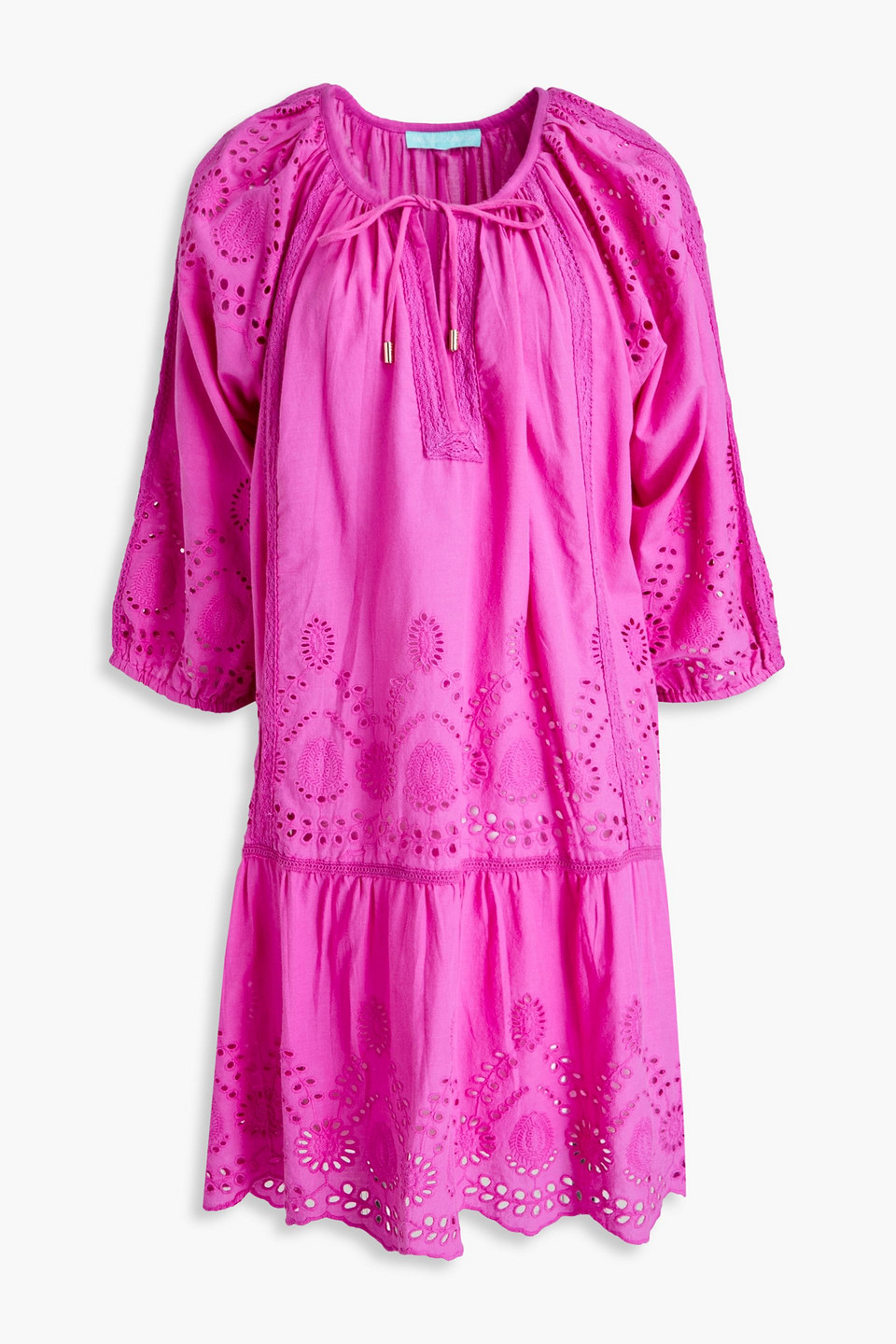 Melissa Odabash Ashley Eyelet Detail Cotton Cover-up Tunic In Bright Pink