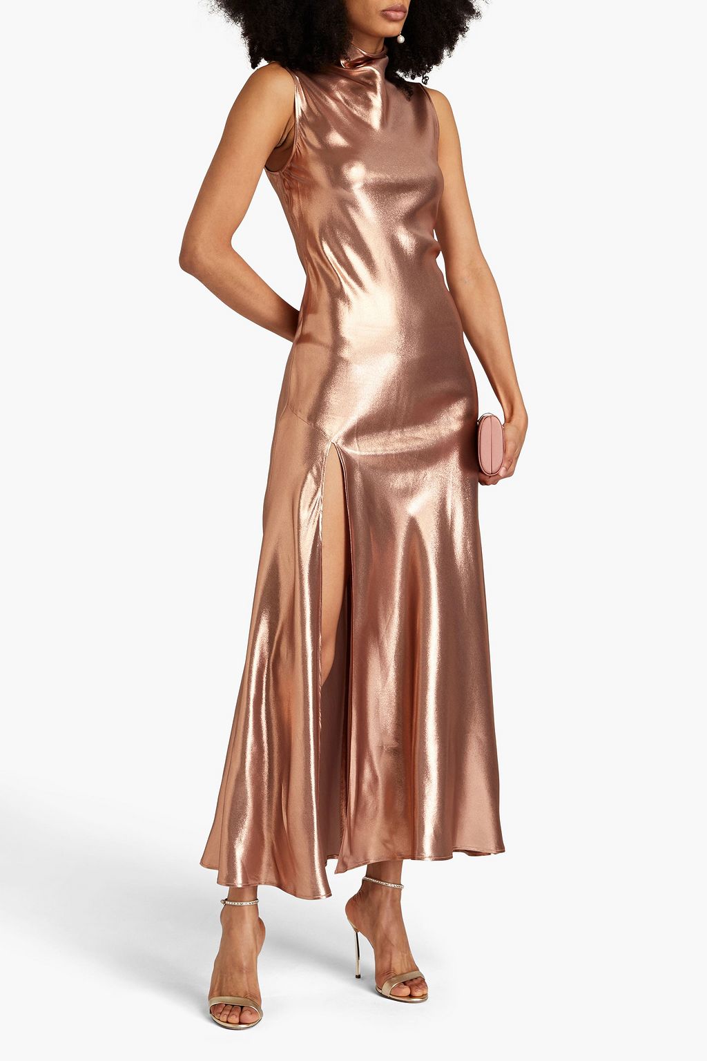 LAPOINTE Silk-lamé maxi dress