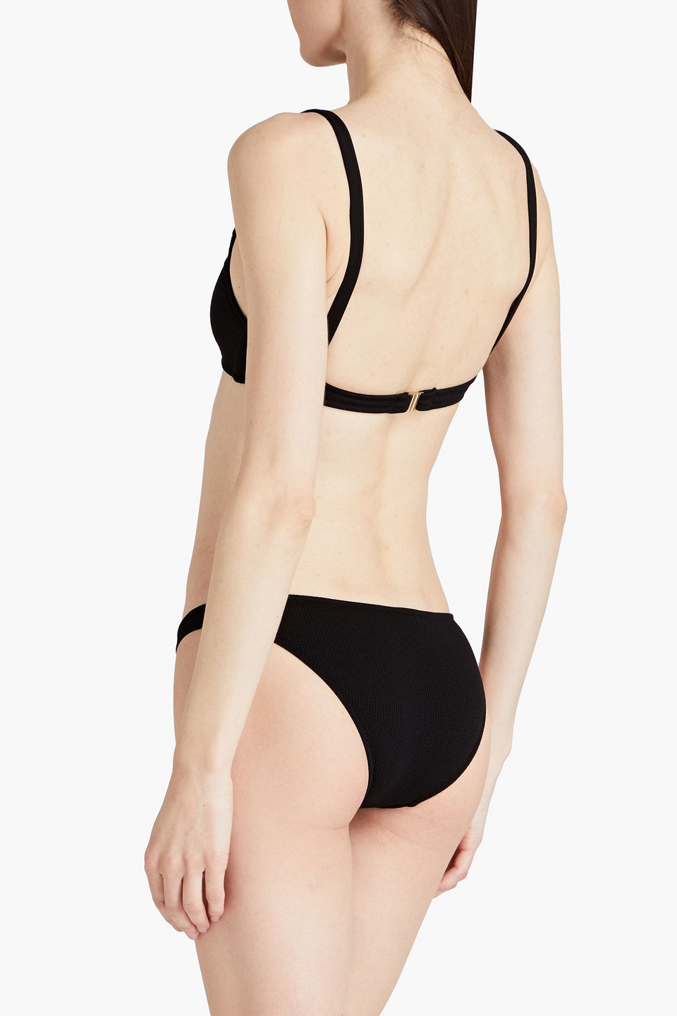 Melissa Odabash Bari Ribbed Embellished Bikini Top In Black