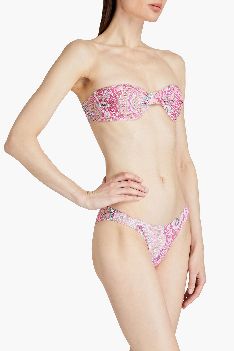 Melissa Odabash Barbados Strapless Paisley-print Underwired Bikini Top In Pink