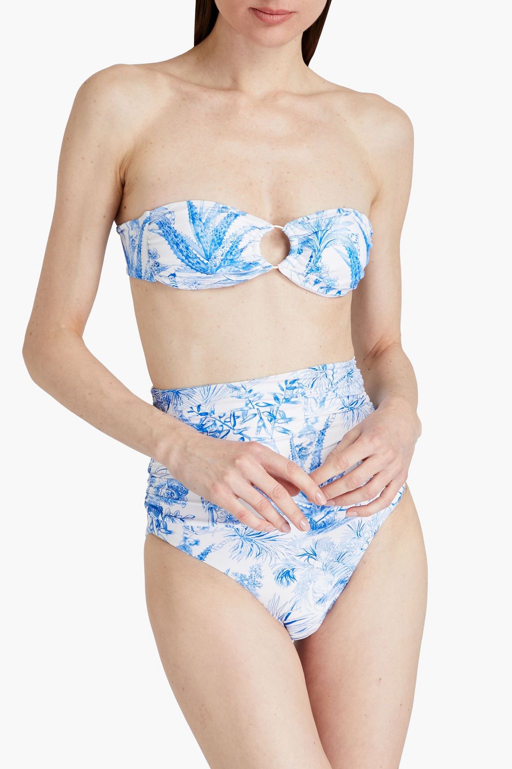MELISSA ODABASH Ancona ruched printed bandeau bikini top